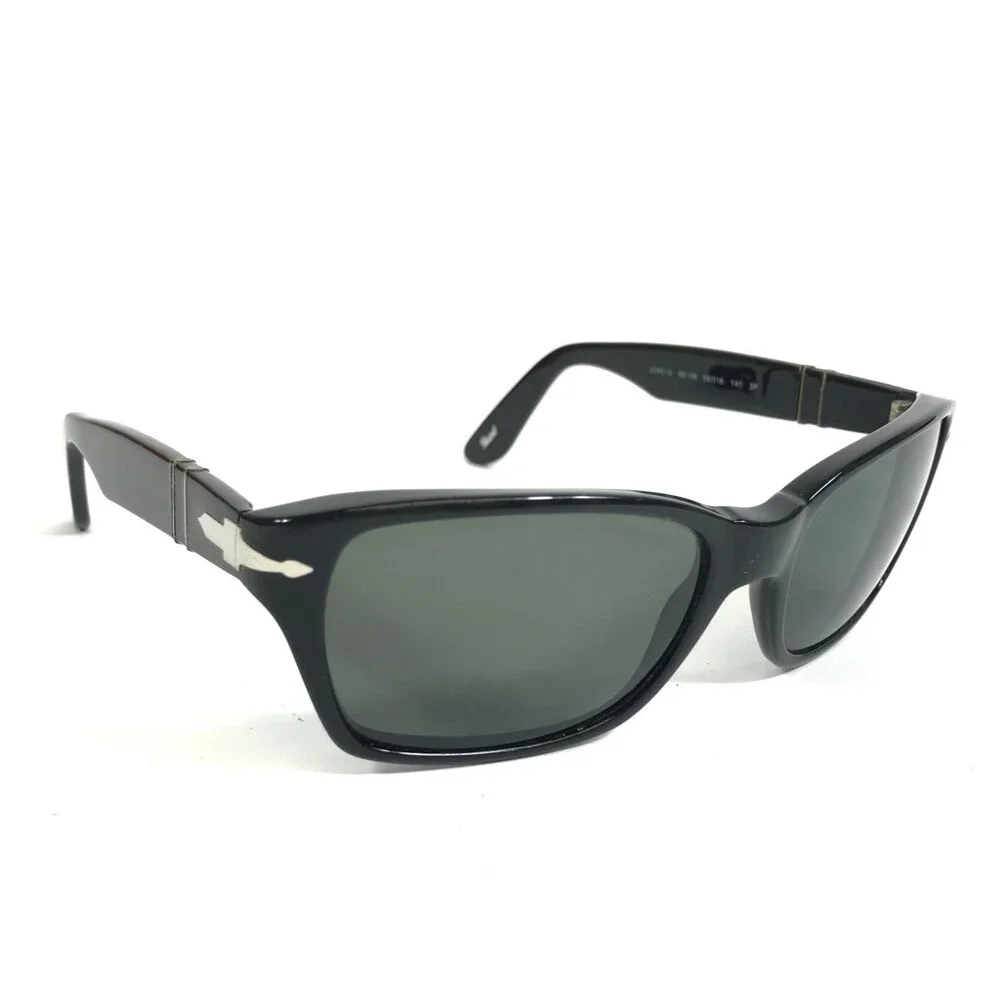 Persol Sunglasses 3040-S 95/58 Shiny Black Rectangle with Gray Polarized Lenses